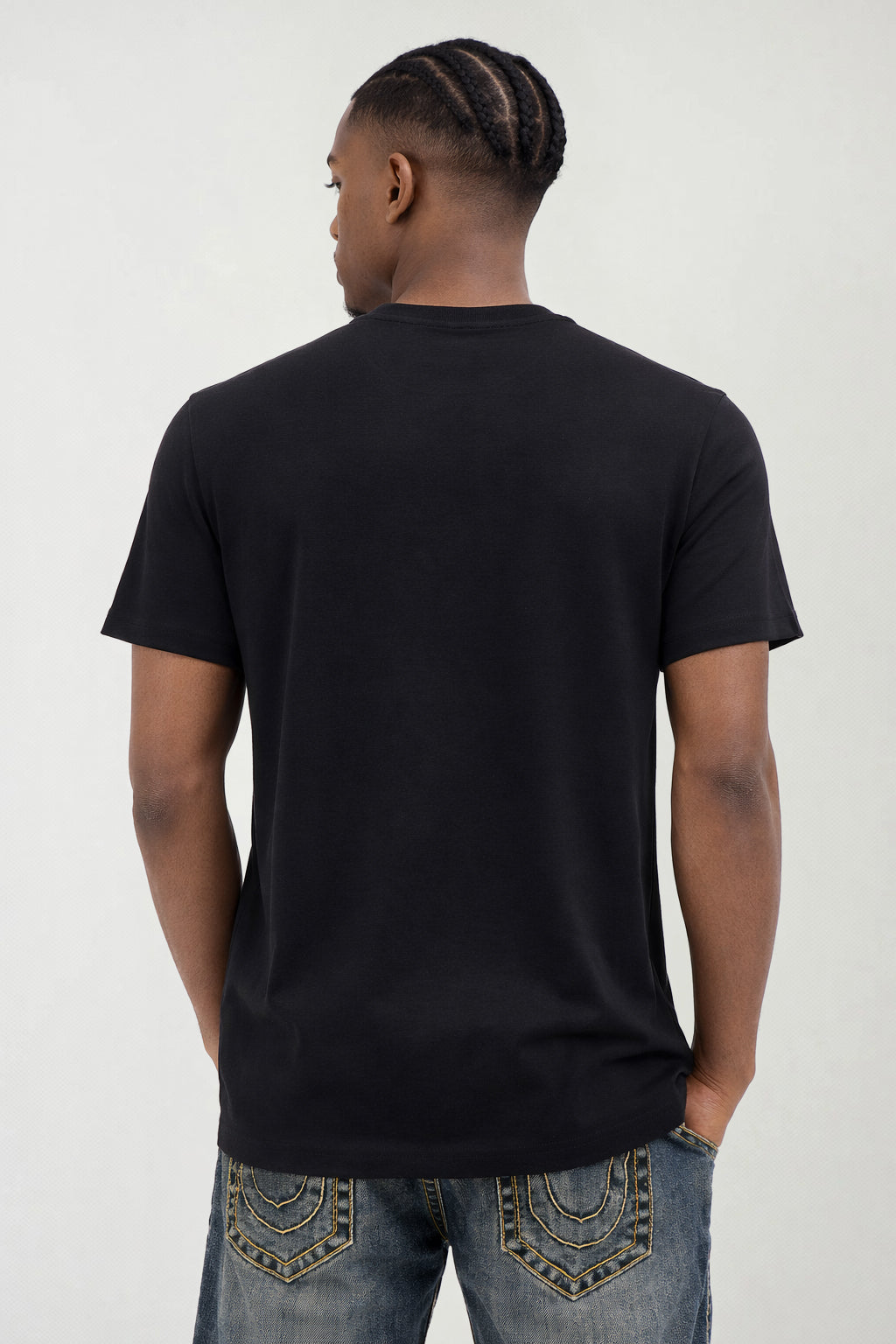 True Religion Men Solid Black T-Shirt