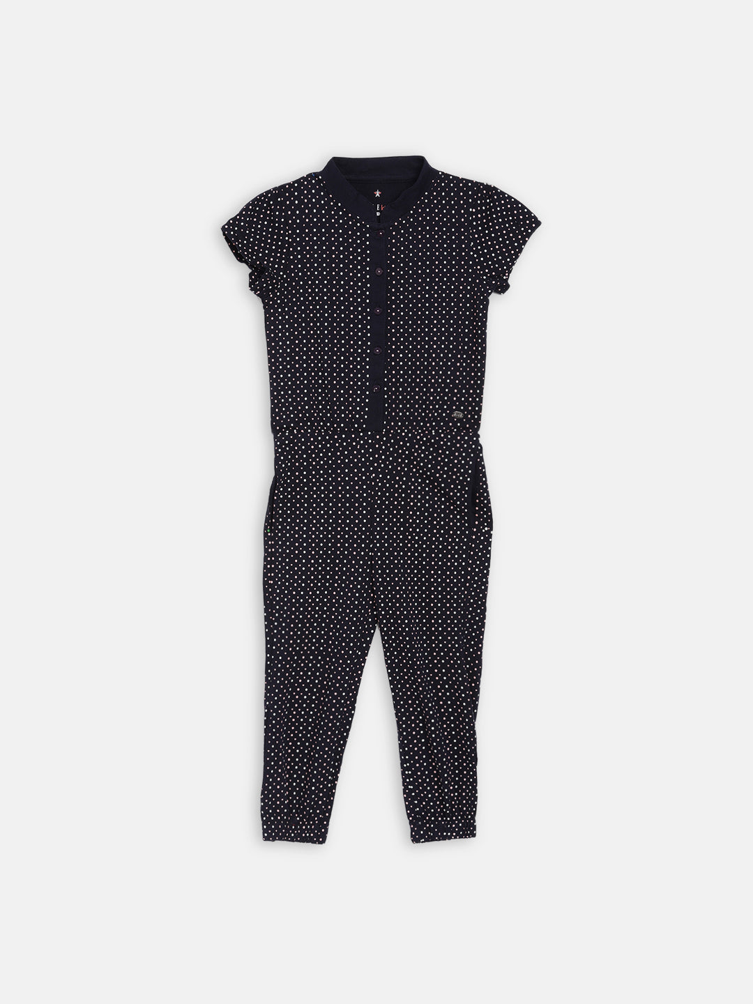 Elle Kids Girls Navy Printed Round Neck Jumpsuit