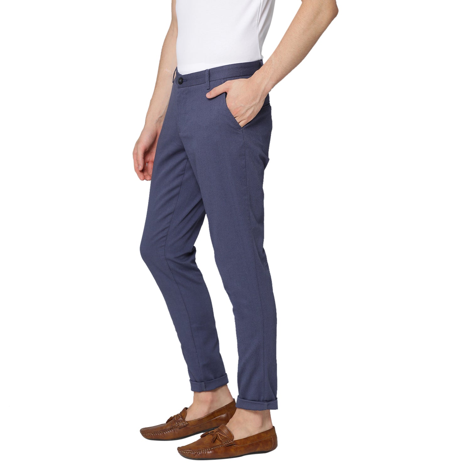 Bruun & Stengade Men Blue Solid Slim Fit Trouser