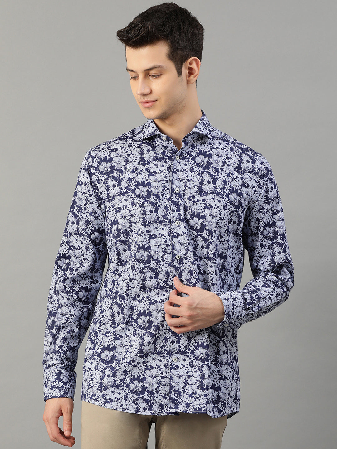 Bruun & Stengade Men Blue Printed Collar Shirt