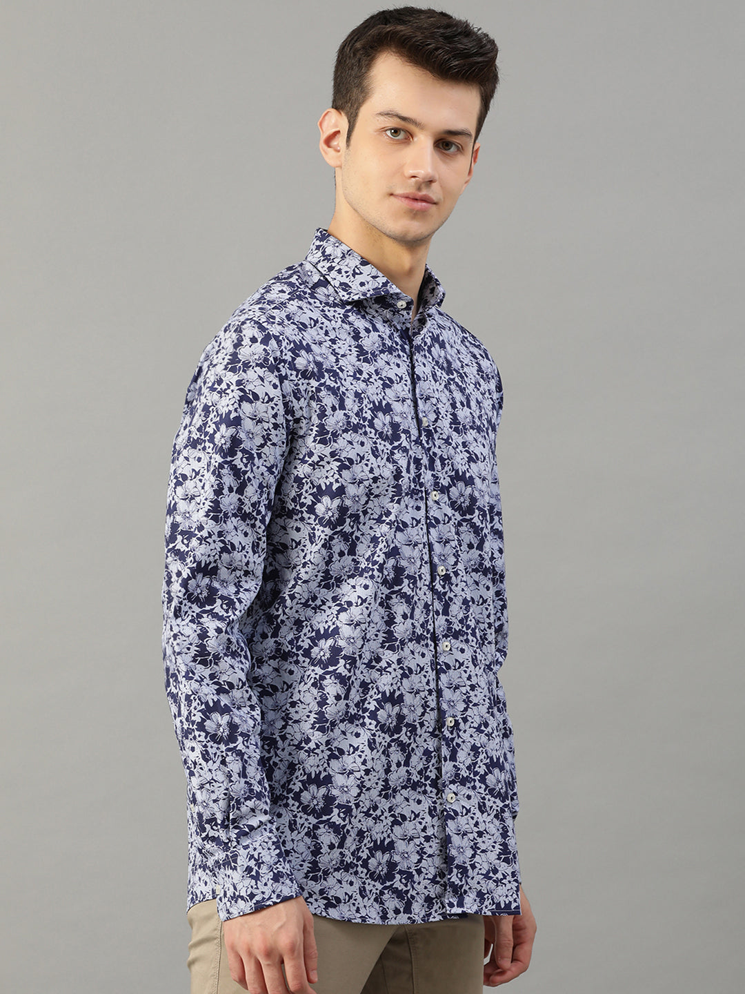 Bruun & Stengade Men Blue Printed Collar Shirt