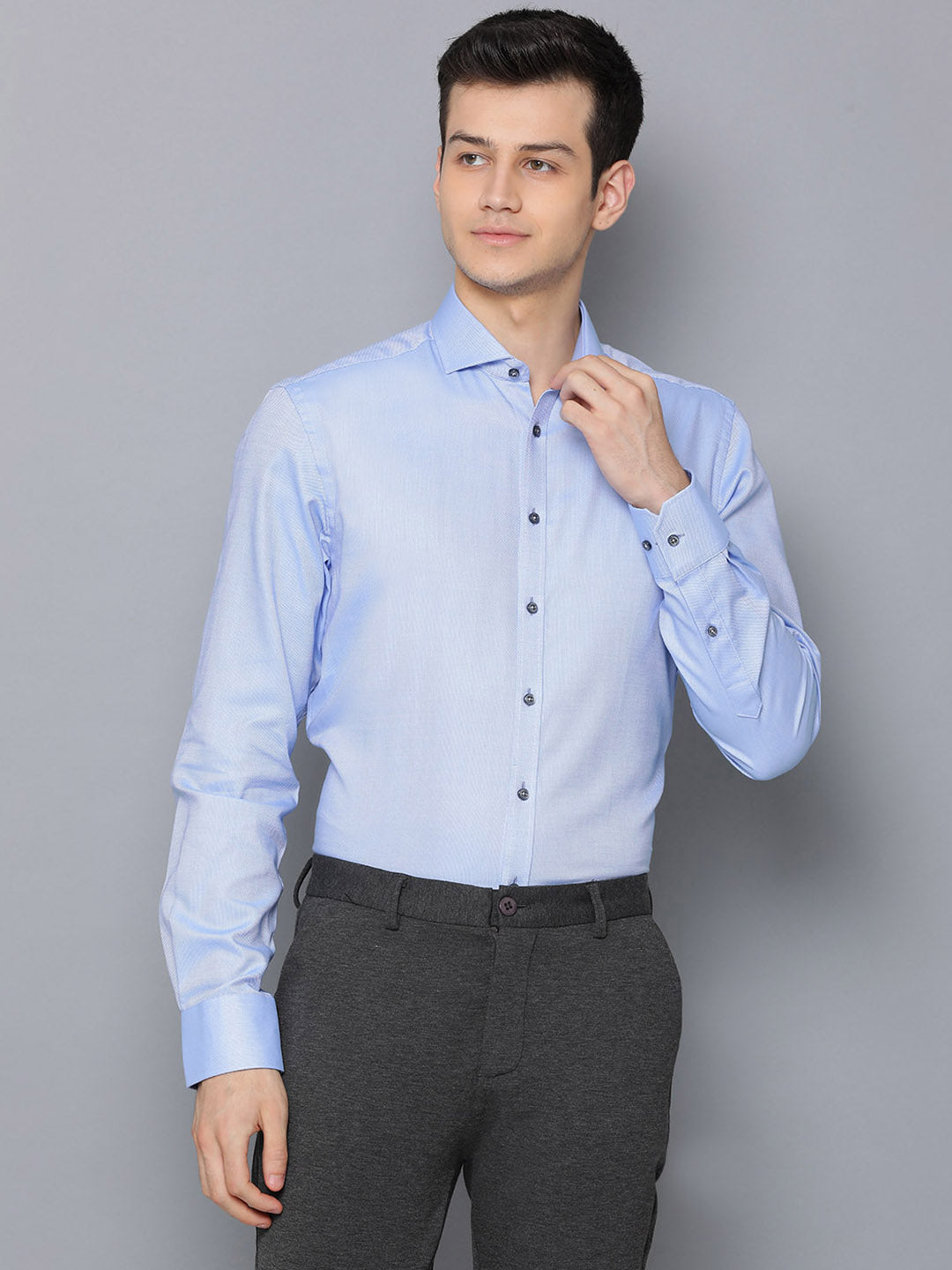 Bruun & Stengade Men Blue Solid Collar Shirt
