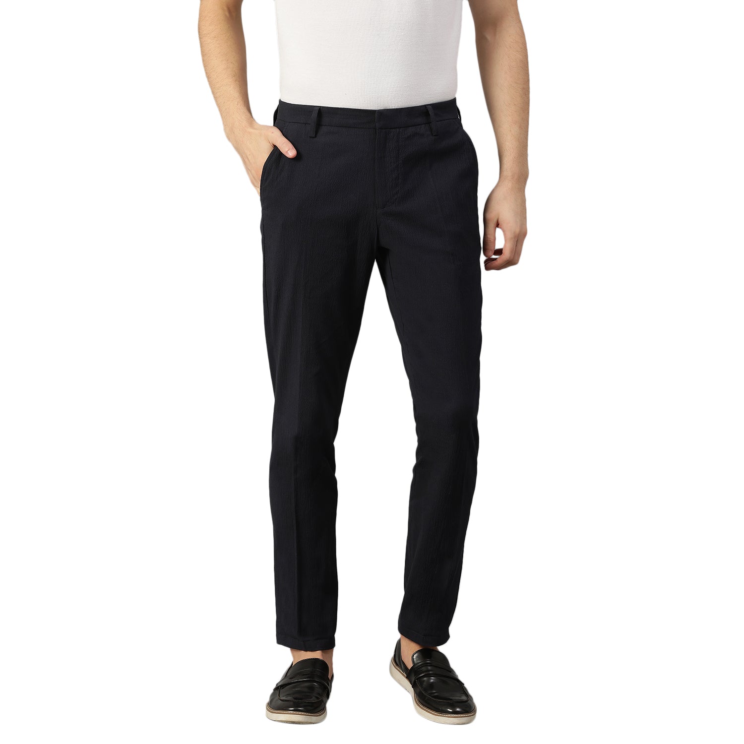 Bruun & Stengade Men Blue Solid Slim Fit Trouser