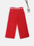 Elle Kids Girls Red Solid Regular Fit Trouser