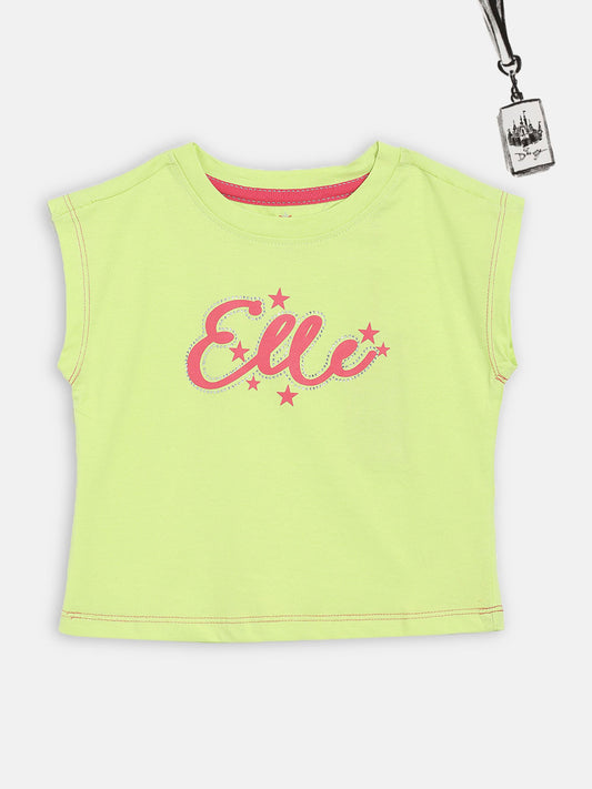 Elle Kids Girls Pink Self - Design Round Neck Top