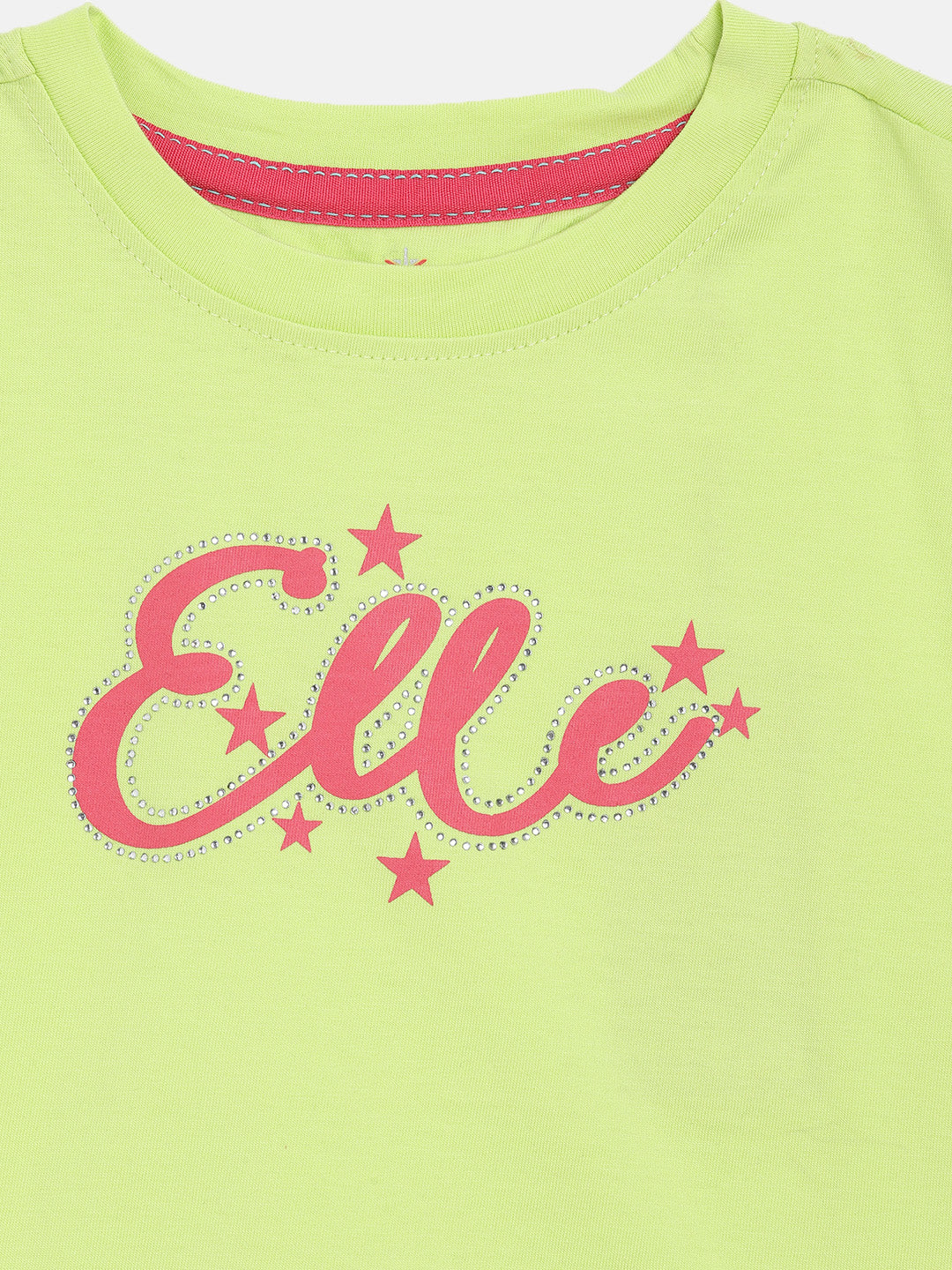 Elle Kids Girls Pink Self - Design Round Neck Top