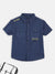 Blue Giraffe Boys Navy Solid Collar Shirt