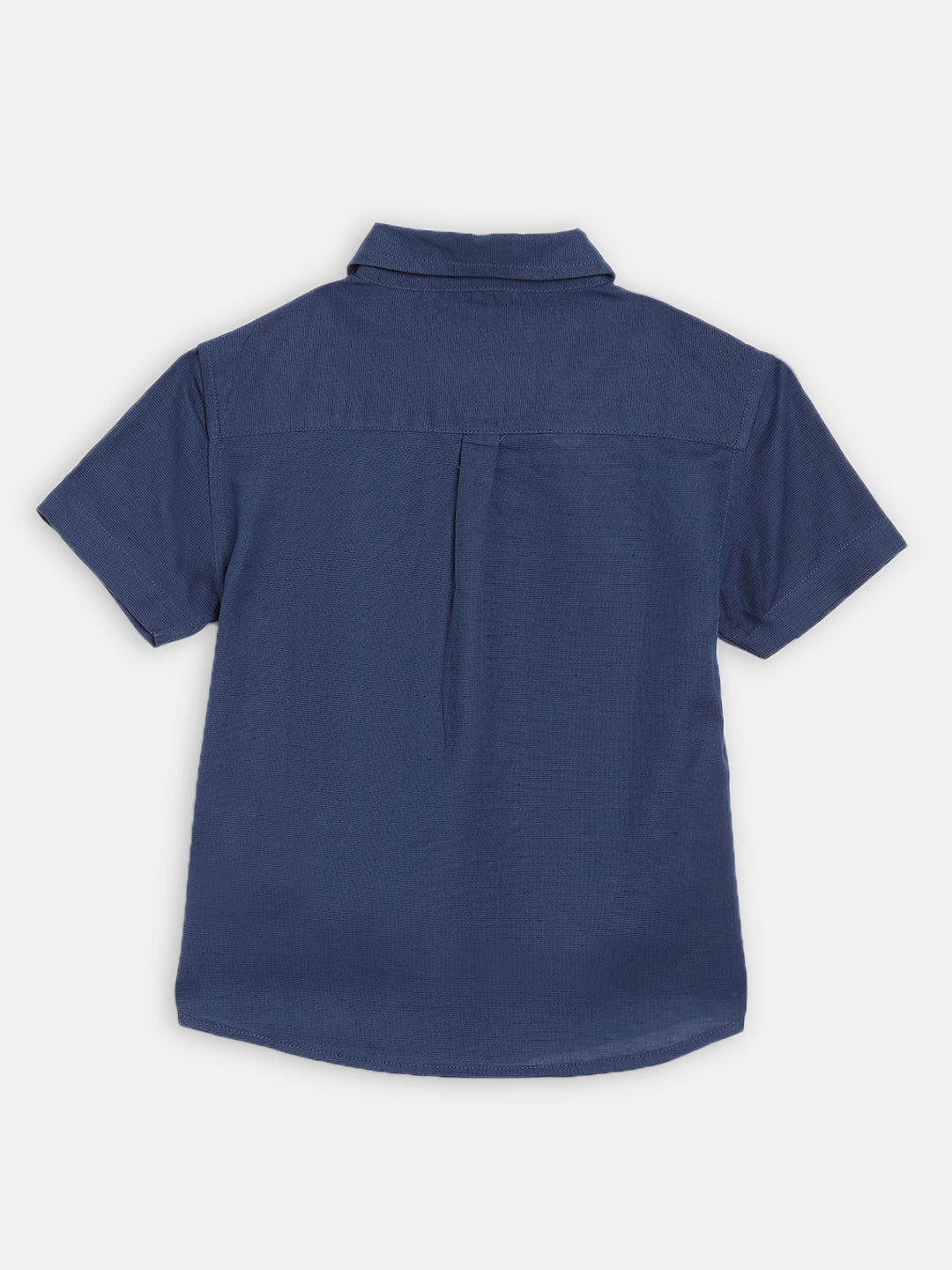Blue Giraffe Boys Navy Solid Collar Shirt