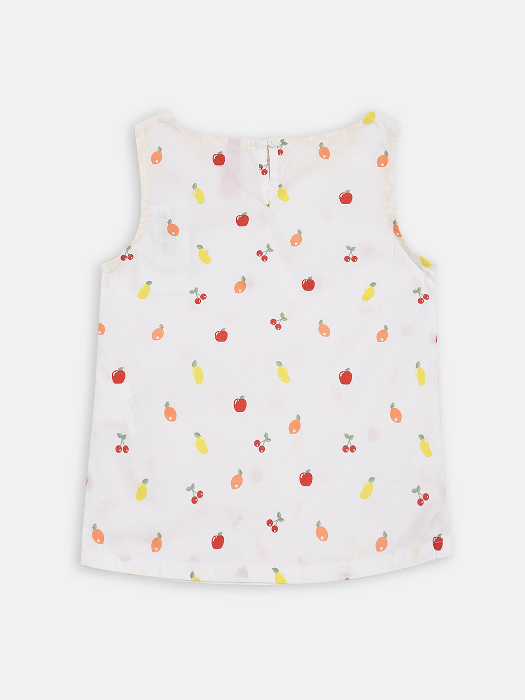 Blue Giraffe Girls White Printed Round Neck Top