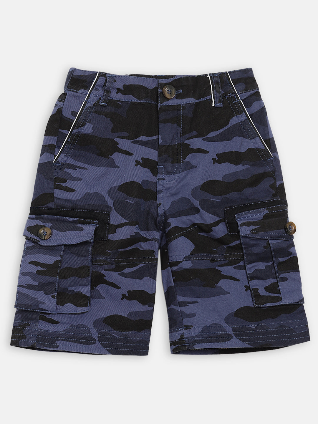 Blue Giraffe Boys Blue Printed Regular Fit Shorts
