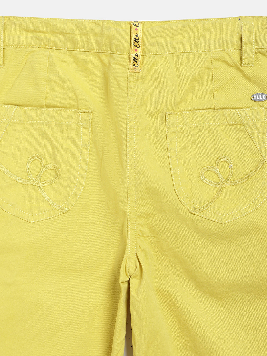 Elle Kids Girls Yellow Solid Regular Fit Trouser