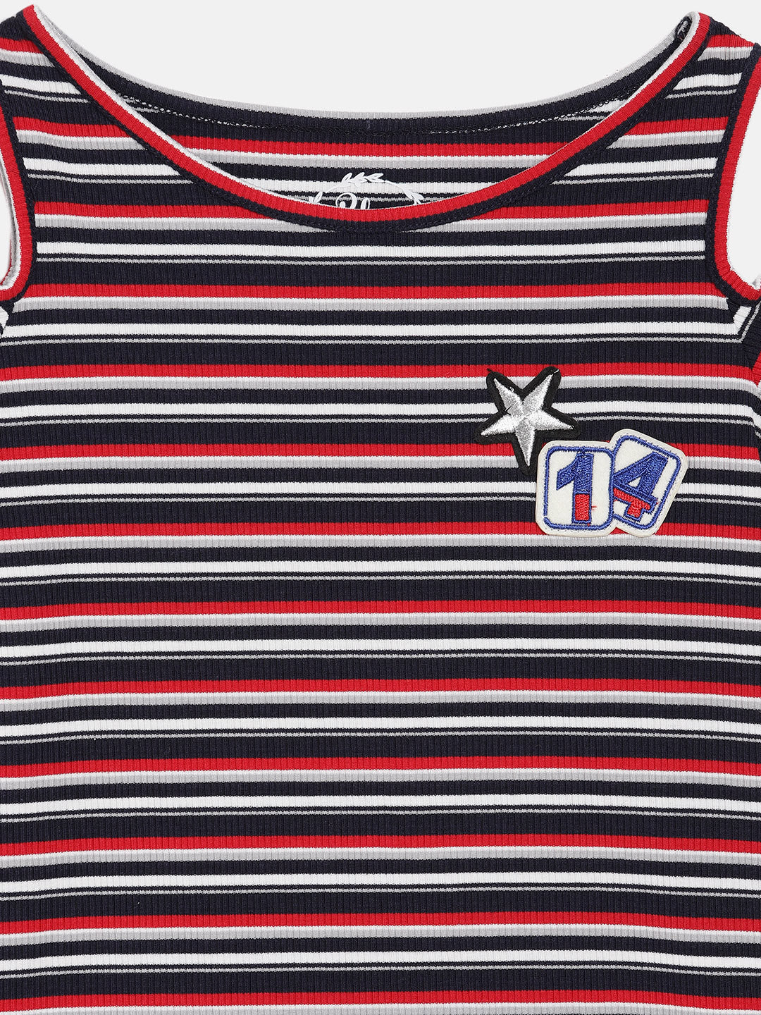 Blue Giraffe Girls Navy Striped Round Neck Top