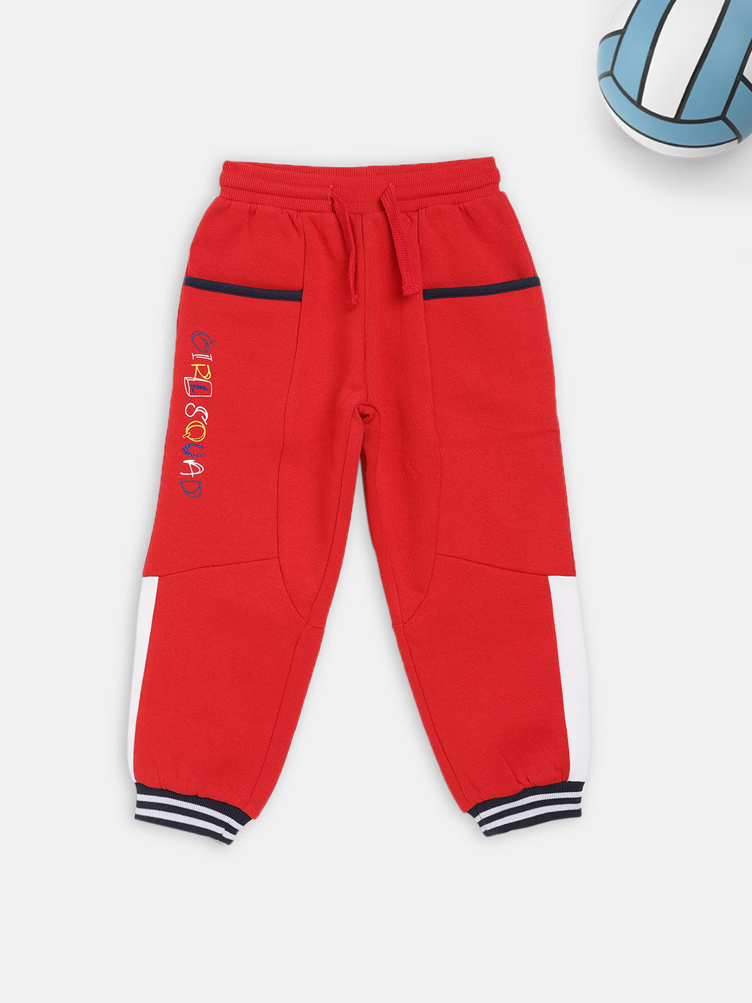 Blue Giraffe Girls Red Solid Regular Fit Sweatpant