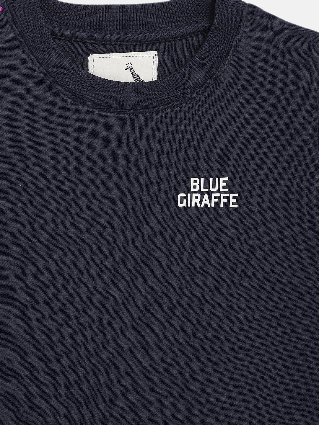 Blue Giraffe Boys Navy Solid Round Neck Sweatshirt
