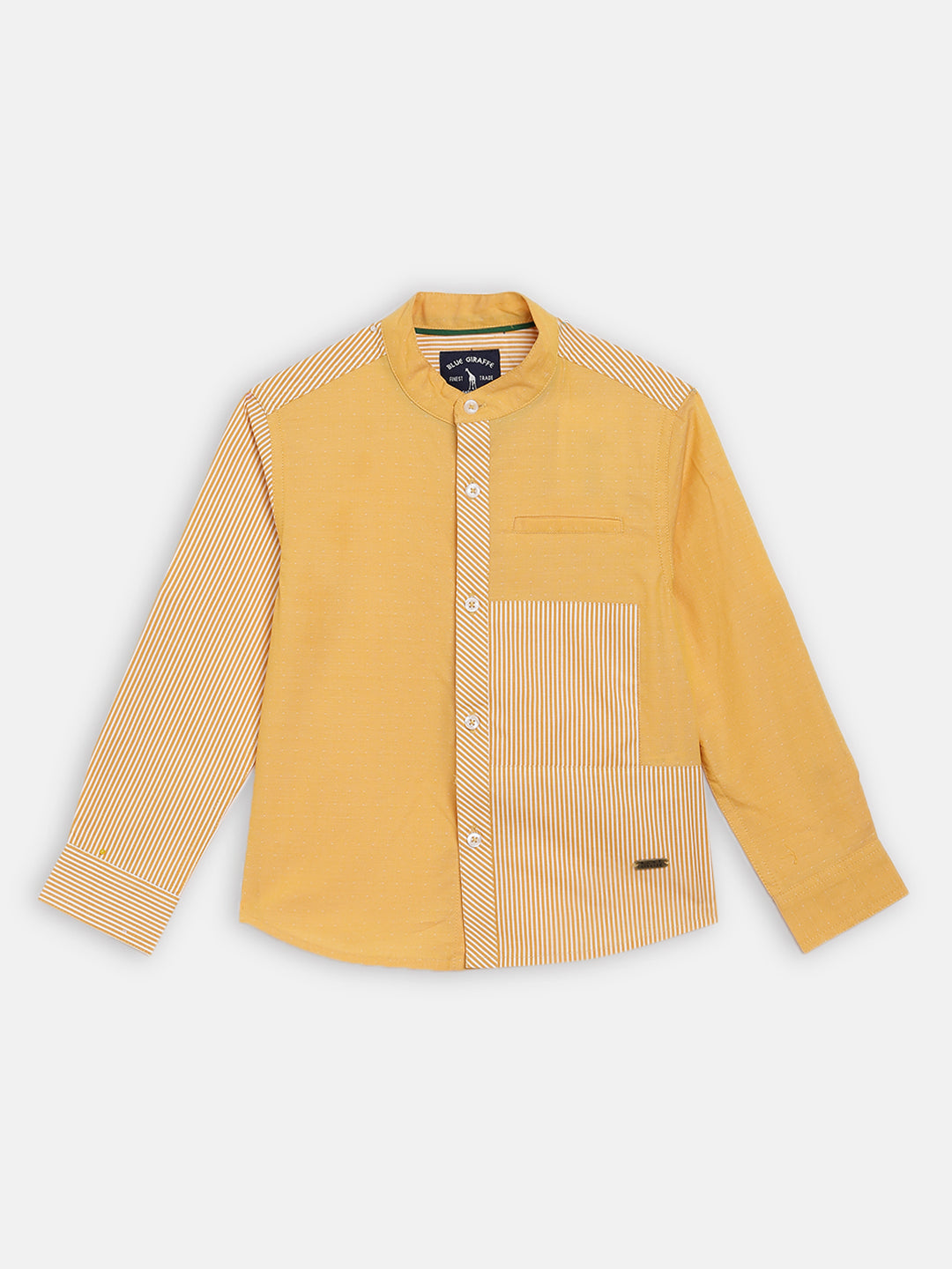 Blue Giraffe Boys Yellow Striped Collar Shirt