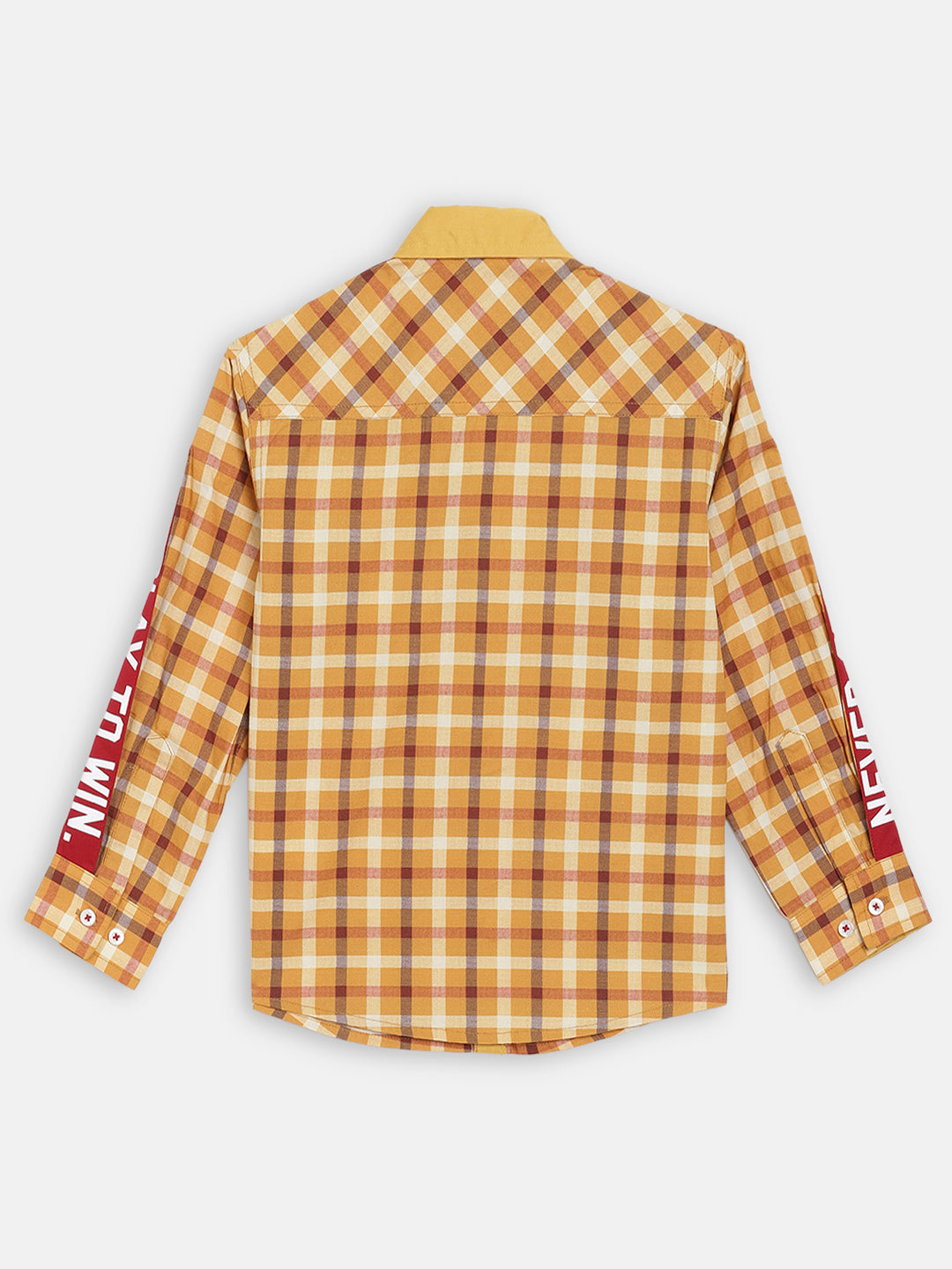 Blue Giraffe Boys Yellow Checked Collar Shirt