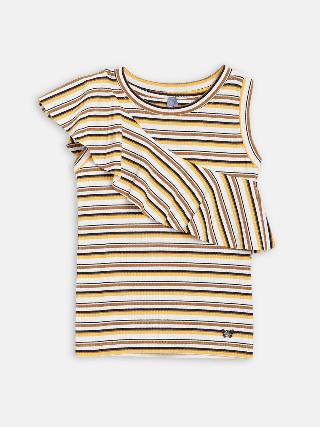 Blue Giraffe Girls Multi Striped Round Neck Top