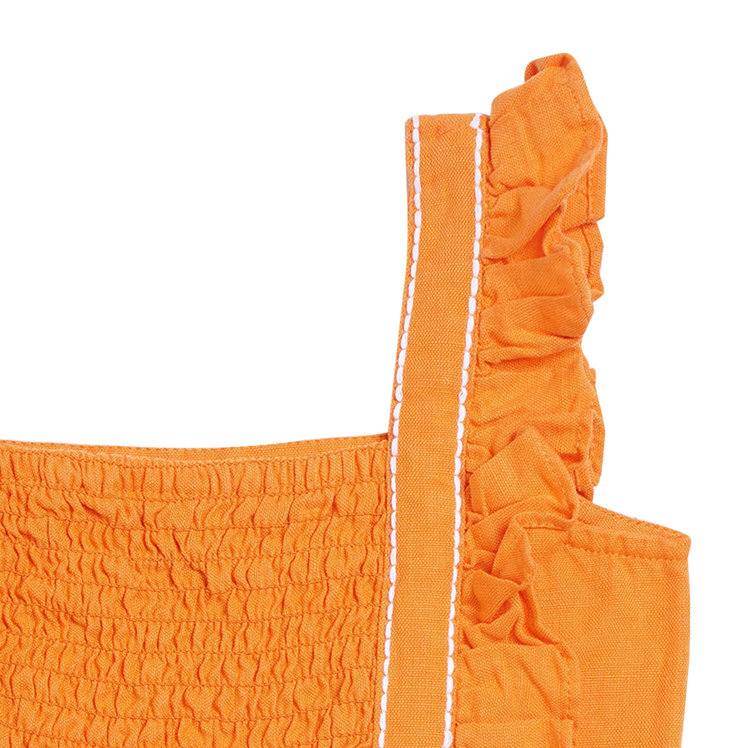 Blue Giraffe Girls Orange Solid Square Neck Jumpsuit