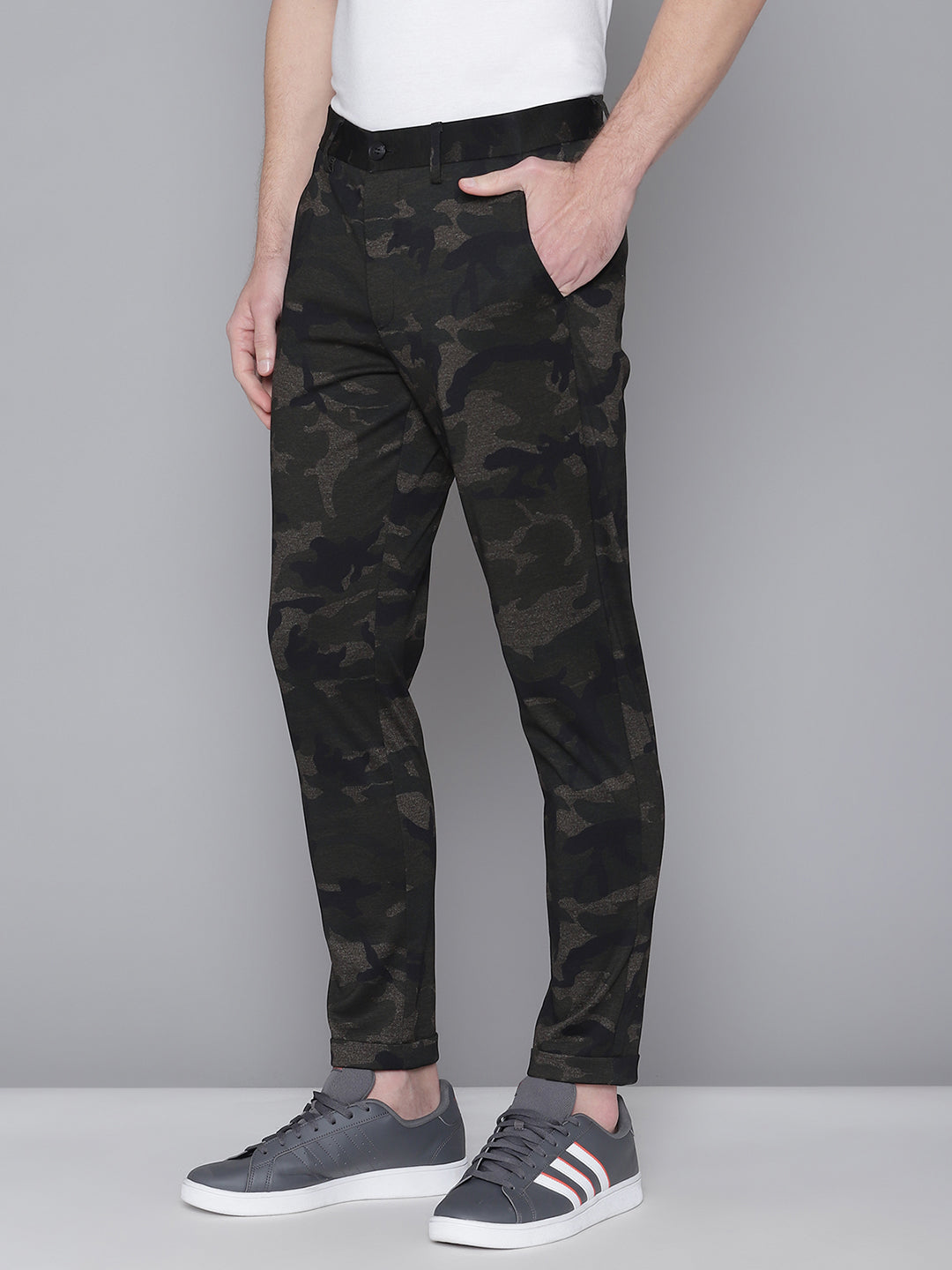 Lindbergh Men Green Printed Slim Fit Trouser