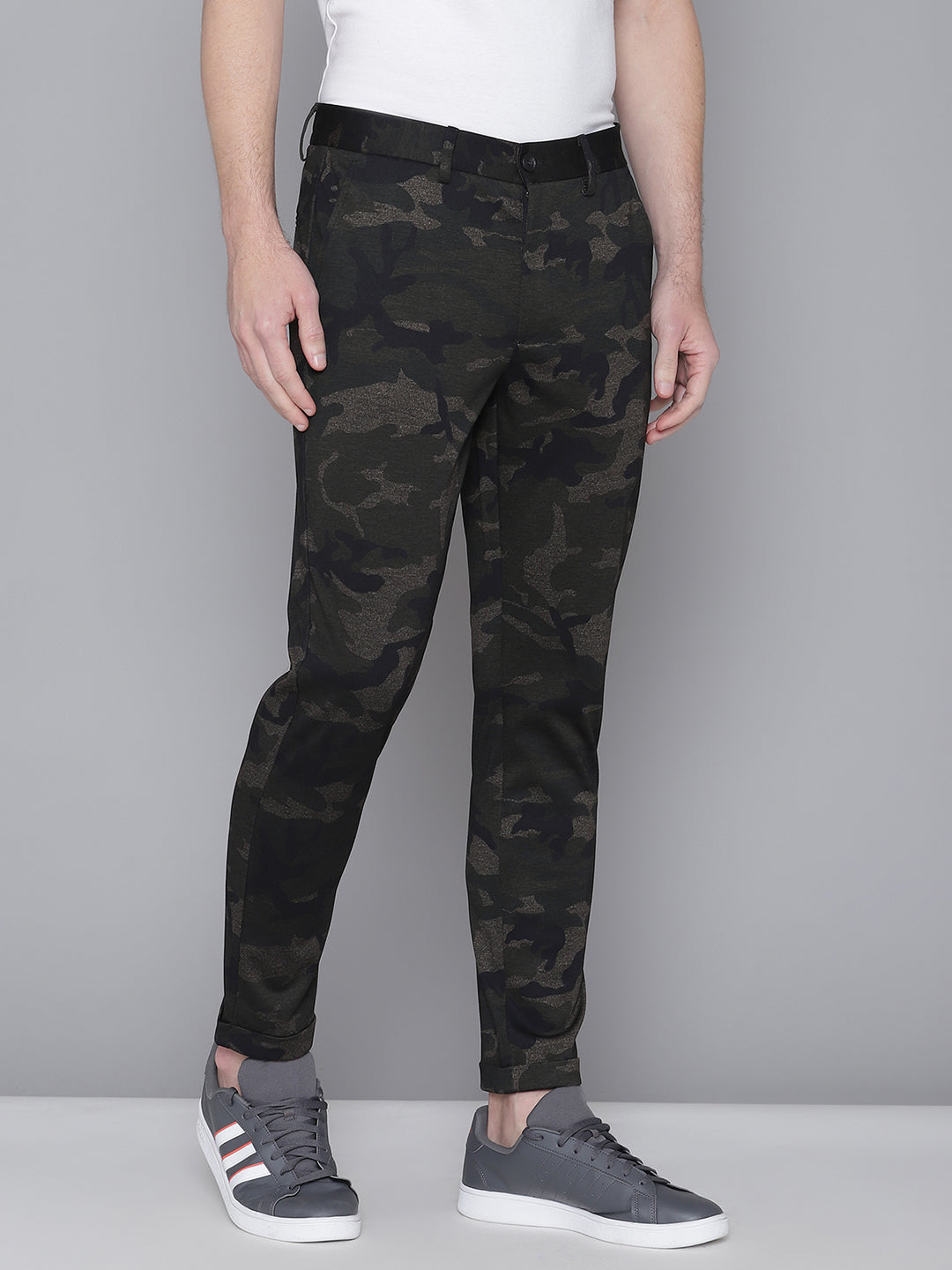 Lindbergh Men Green Printed Slim Fit Trouser