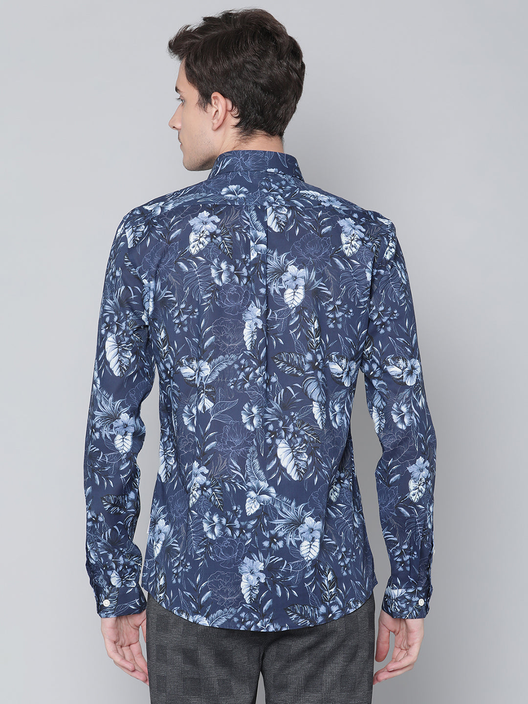 Lindbergh Dark Blue Fashion Floral Print Slim Fit Shirt