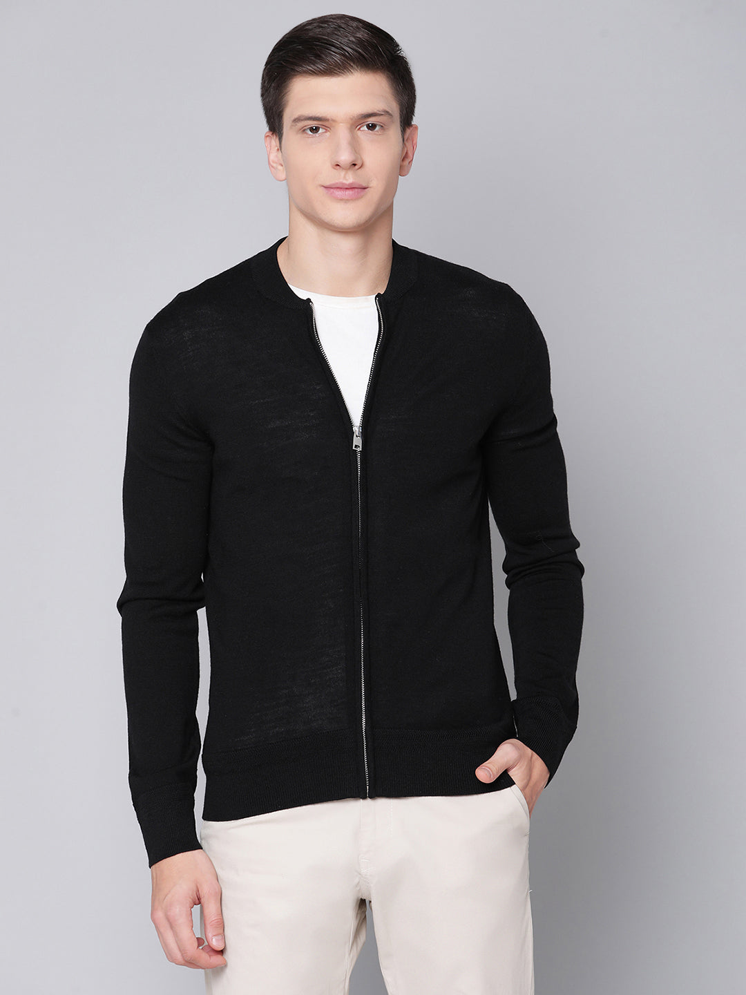 Bruun & Stengade Men Black Solid Round Neck Sweater