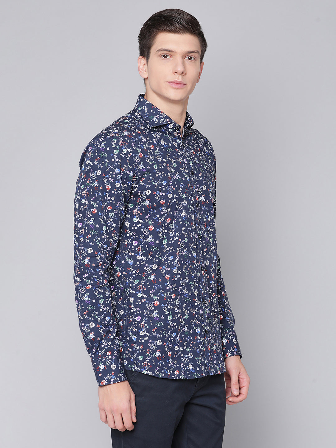 Bruun & Stengade Men Blue Printed Cutaway Collar Shirt