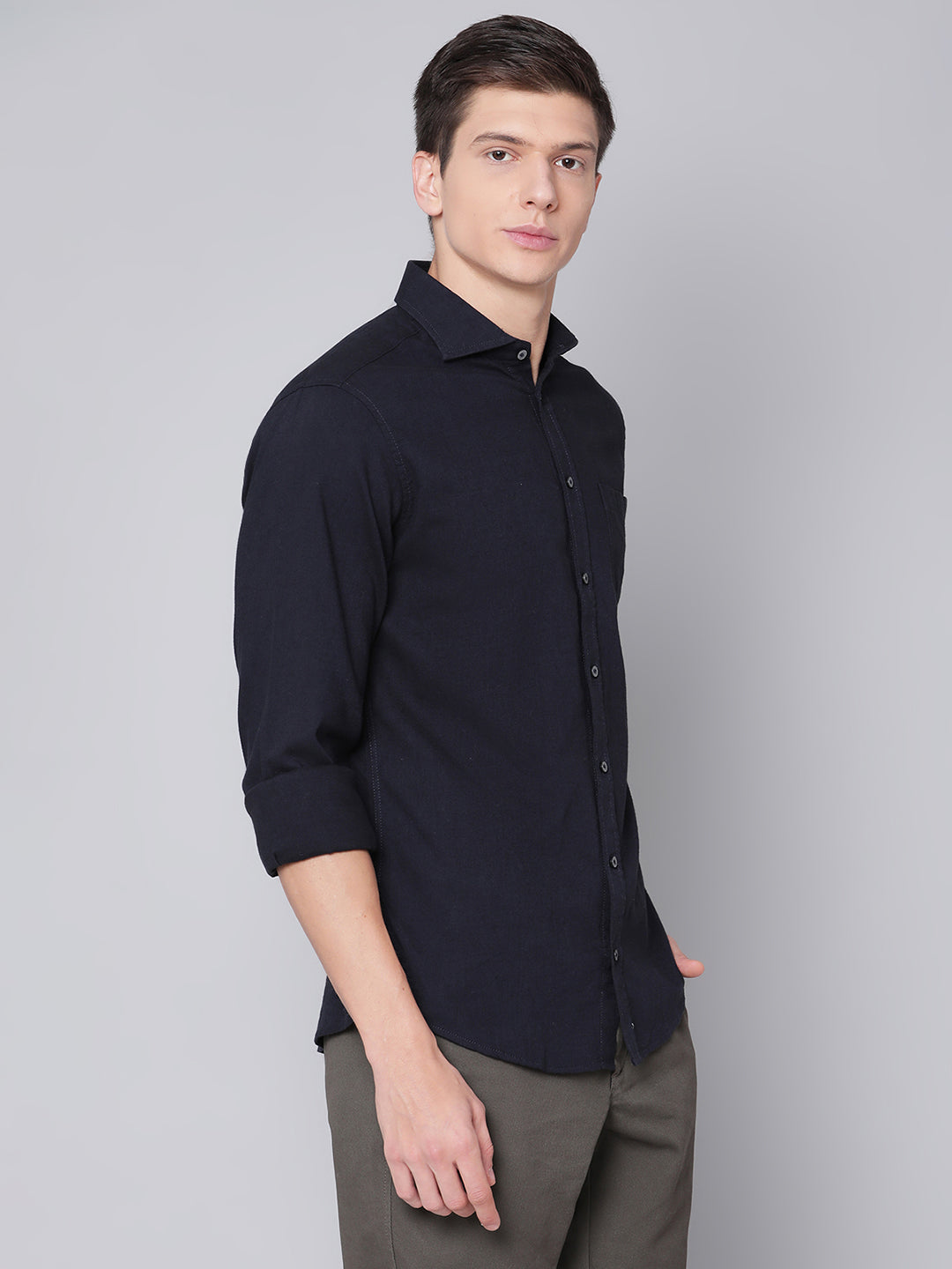 Bruun & Stengade Men Blue Solid Cutaway Collar Shirt