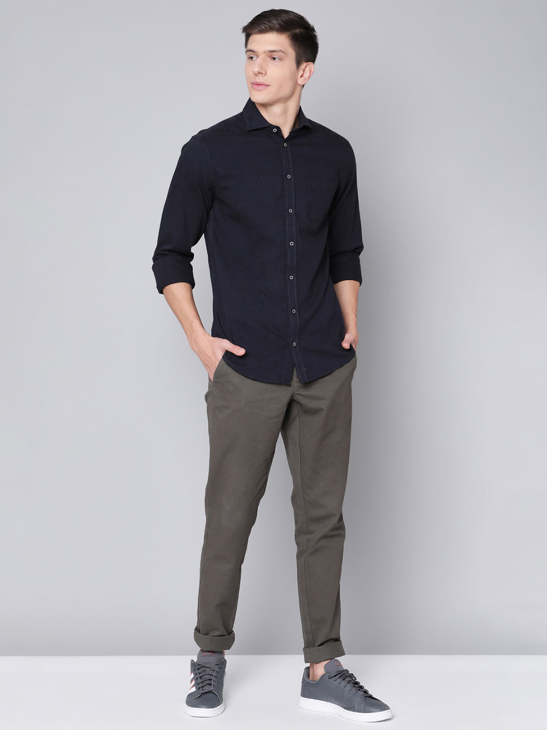 Bruun & Stengade Men Blue Solid Cutaway Collar Shirt