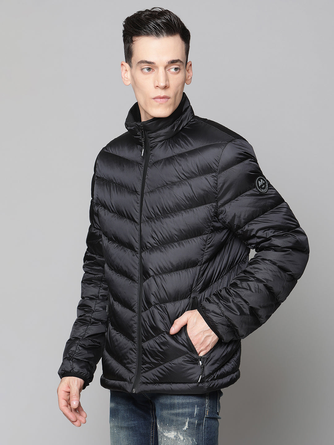 Lindbergh Men Black Solid Collar Jacket