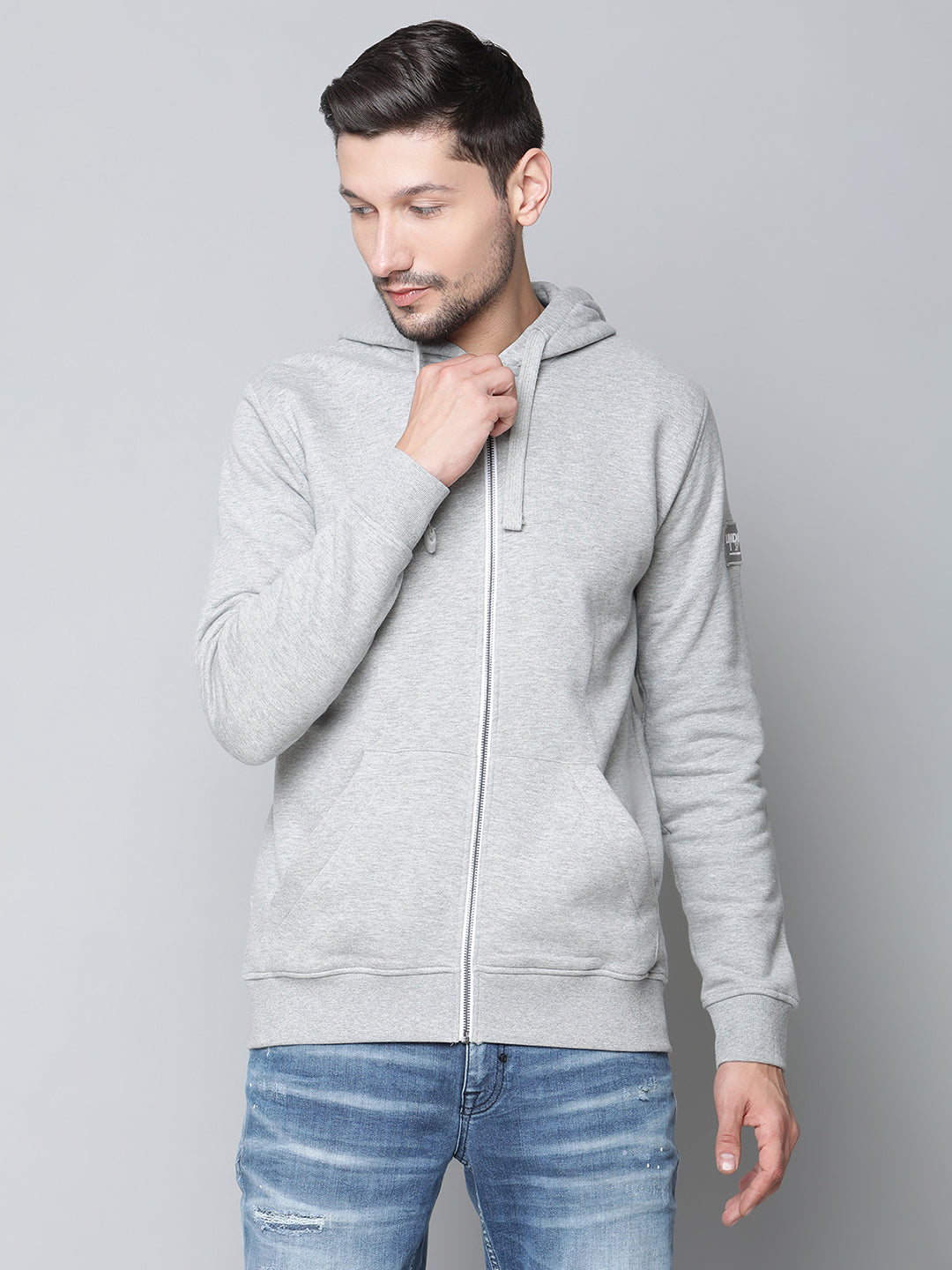 Lindbergh Men Grey Solid Collar Sweatshirt