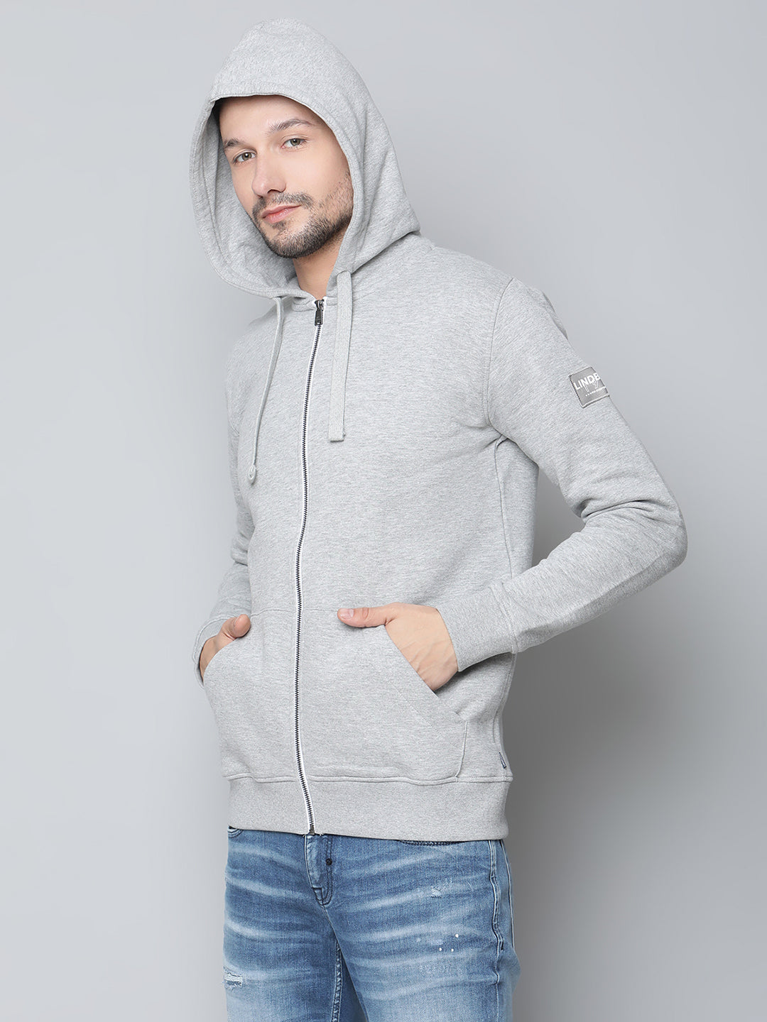Lindbergh Men Grey Solid Collar Sweatshirt