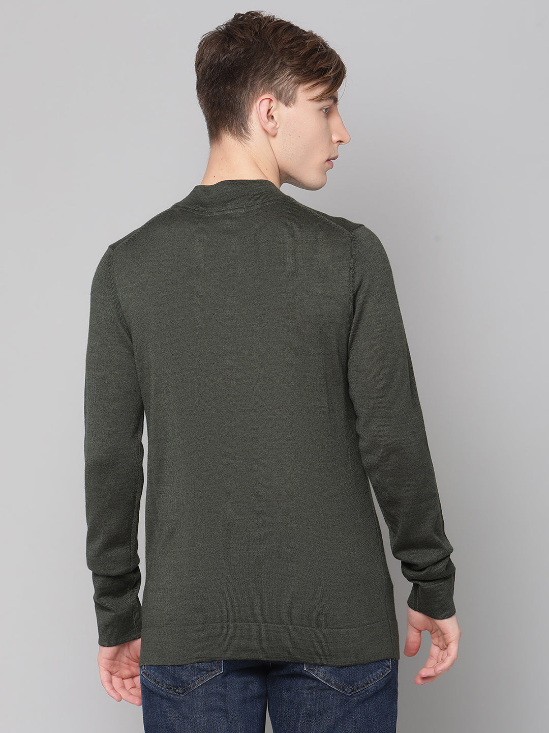 Lindbergh Men Green Solid Round Neck Sweater
