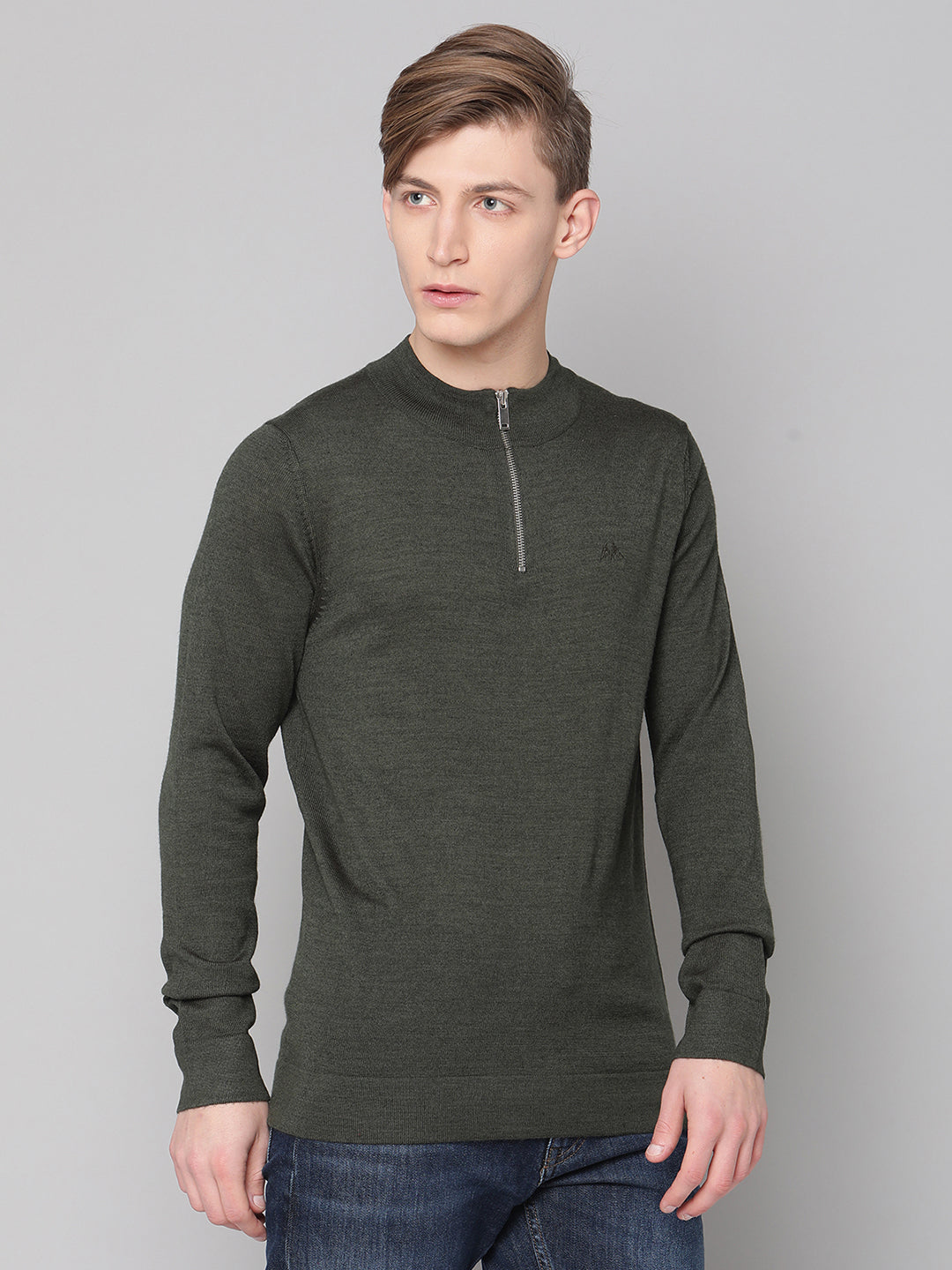 Lindbergh Men Green Solid Round Neck Sweater