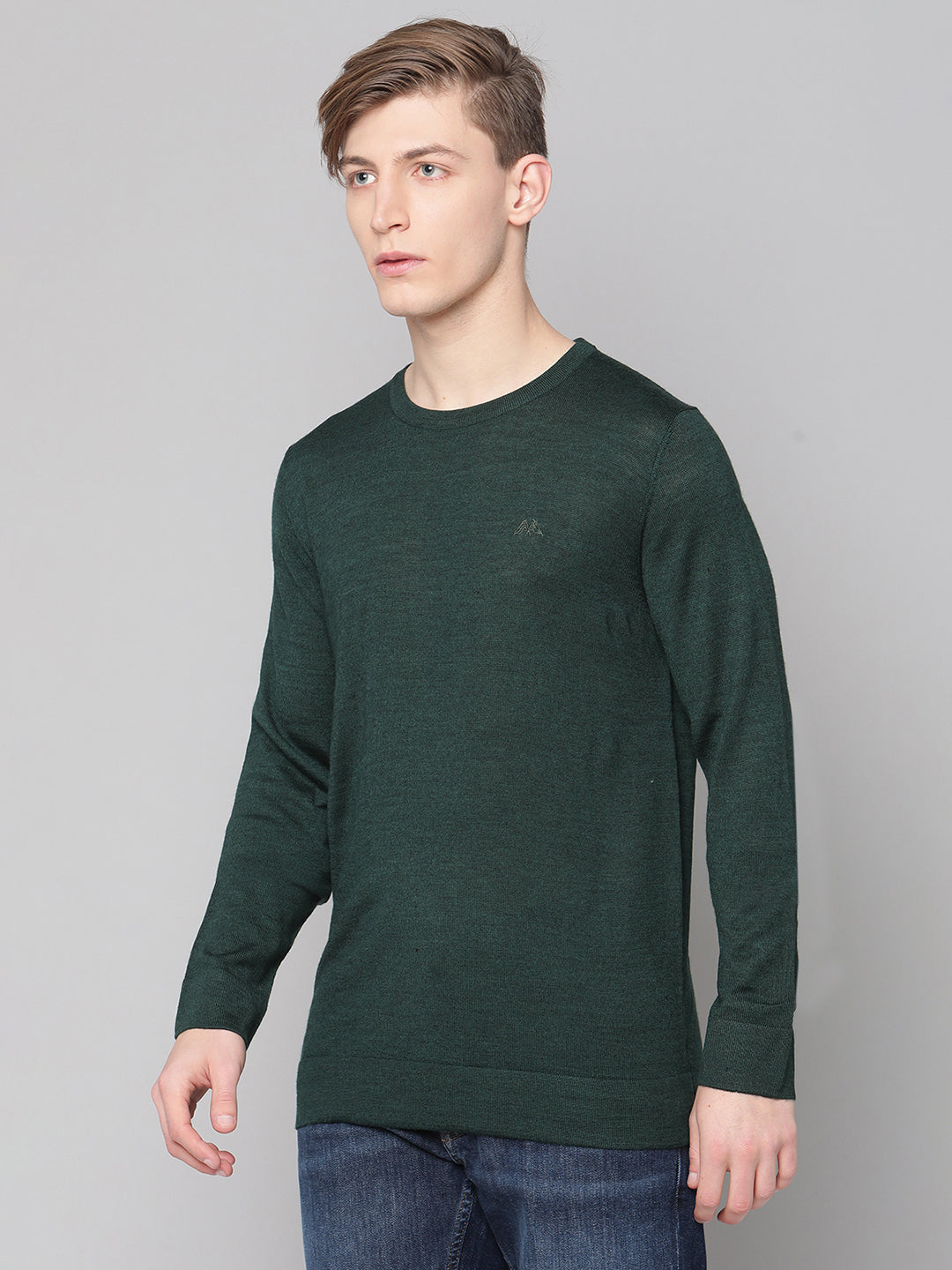 Lindbergh Men Green Solid Round Neck Sweater