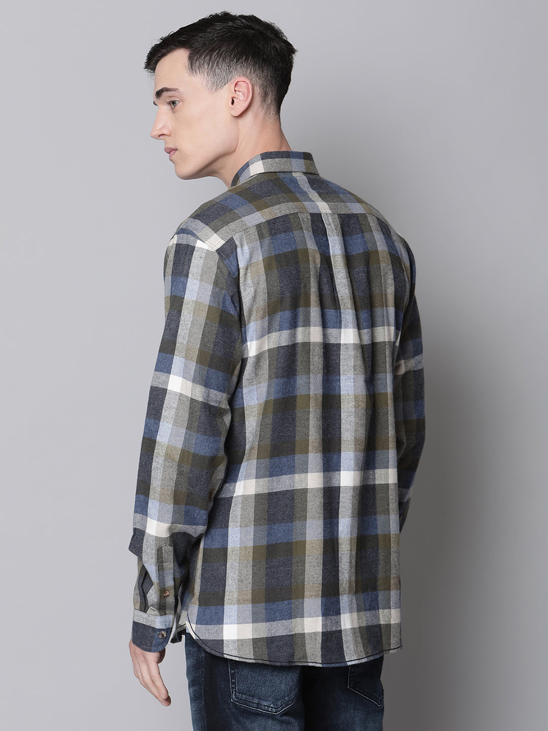 Lindbergh Men Green Checked Button Down Collar Shirt