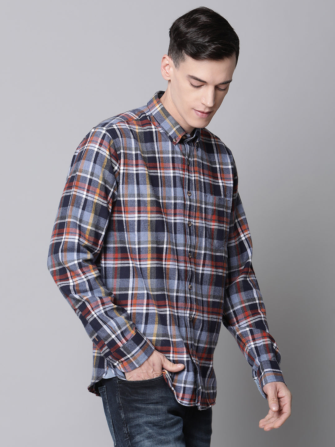 Lindbergh Blue Fashion Checked Regular Fit Shirt