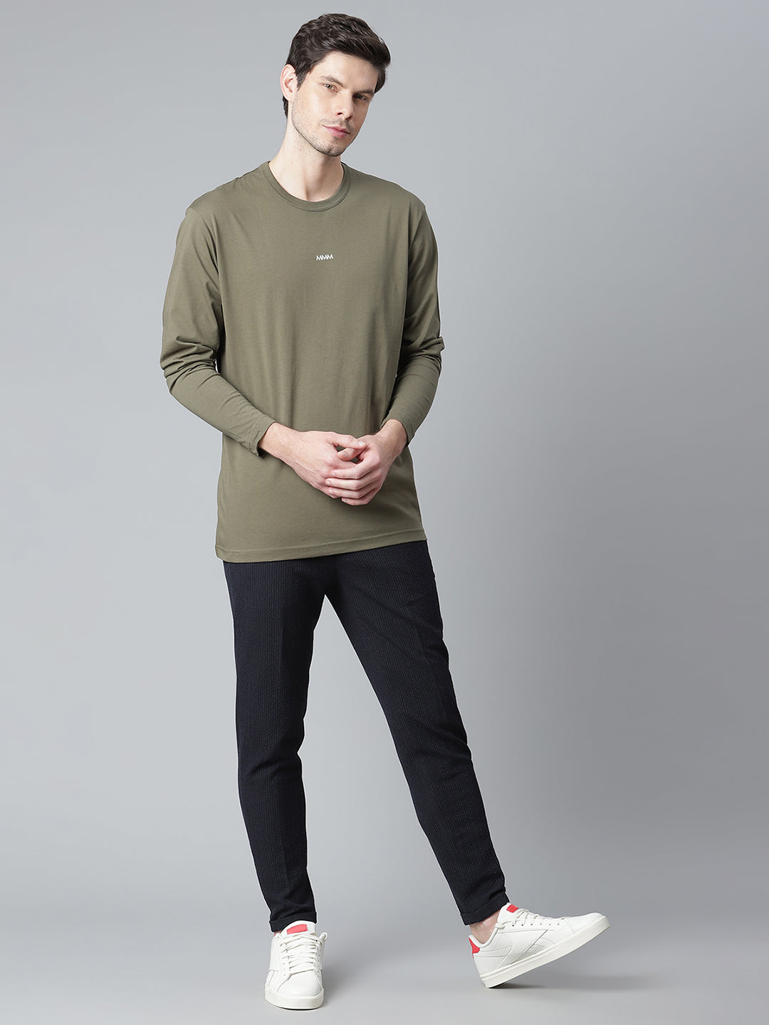 Matinique Men Olive Solid Round Neck TShirt