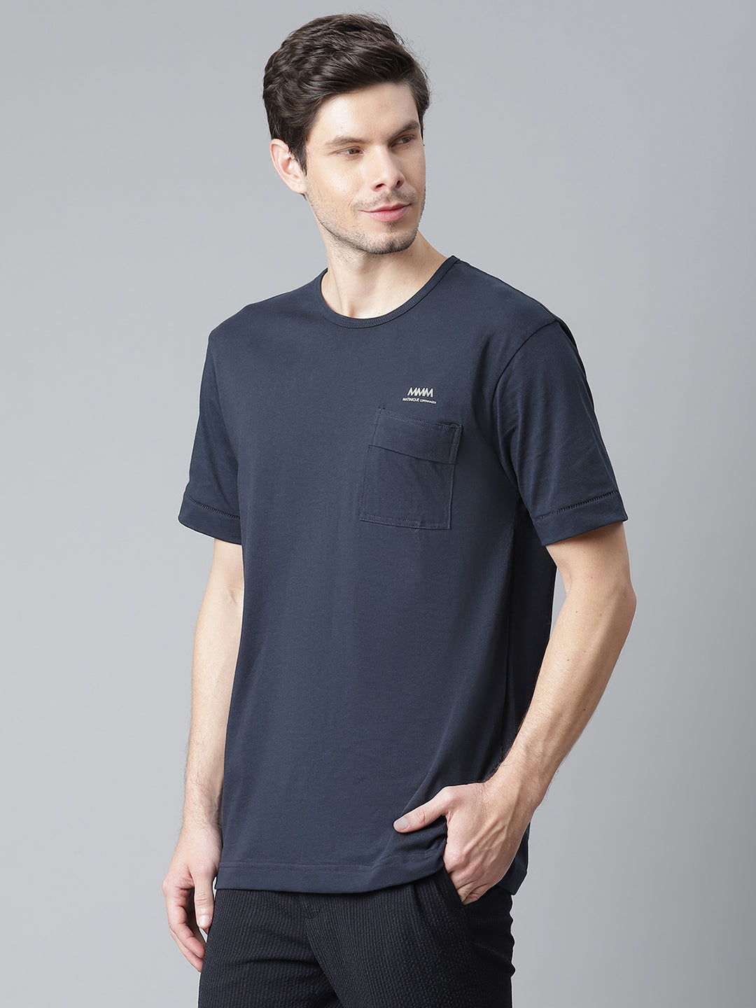 Matinique Men Blue Solid Round Neck TShirt