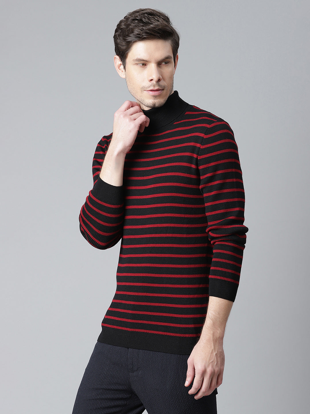 Matinique Men Black Solid High Neck Sweater