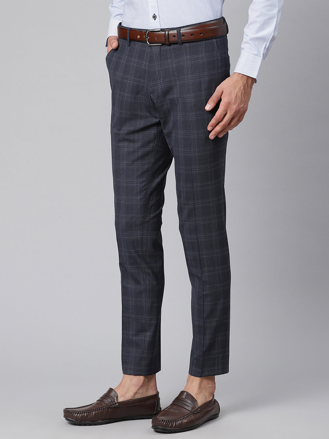 Matinique Men Navy Solid Slim Fit Trouser