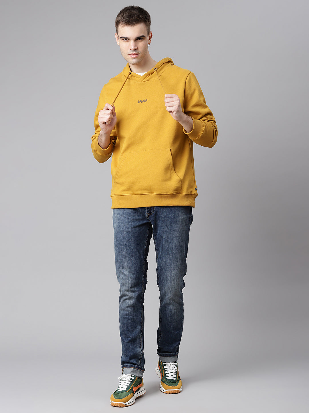 Matinique Men Yellow Solid Hooded Sweatshirt