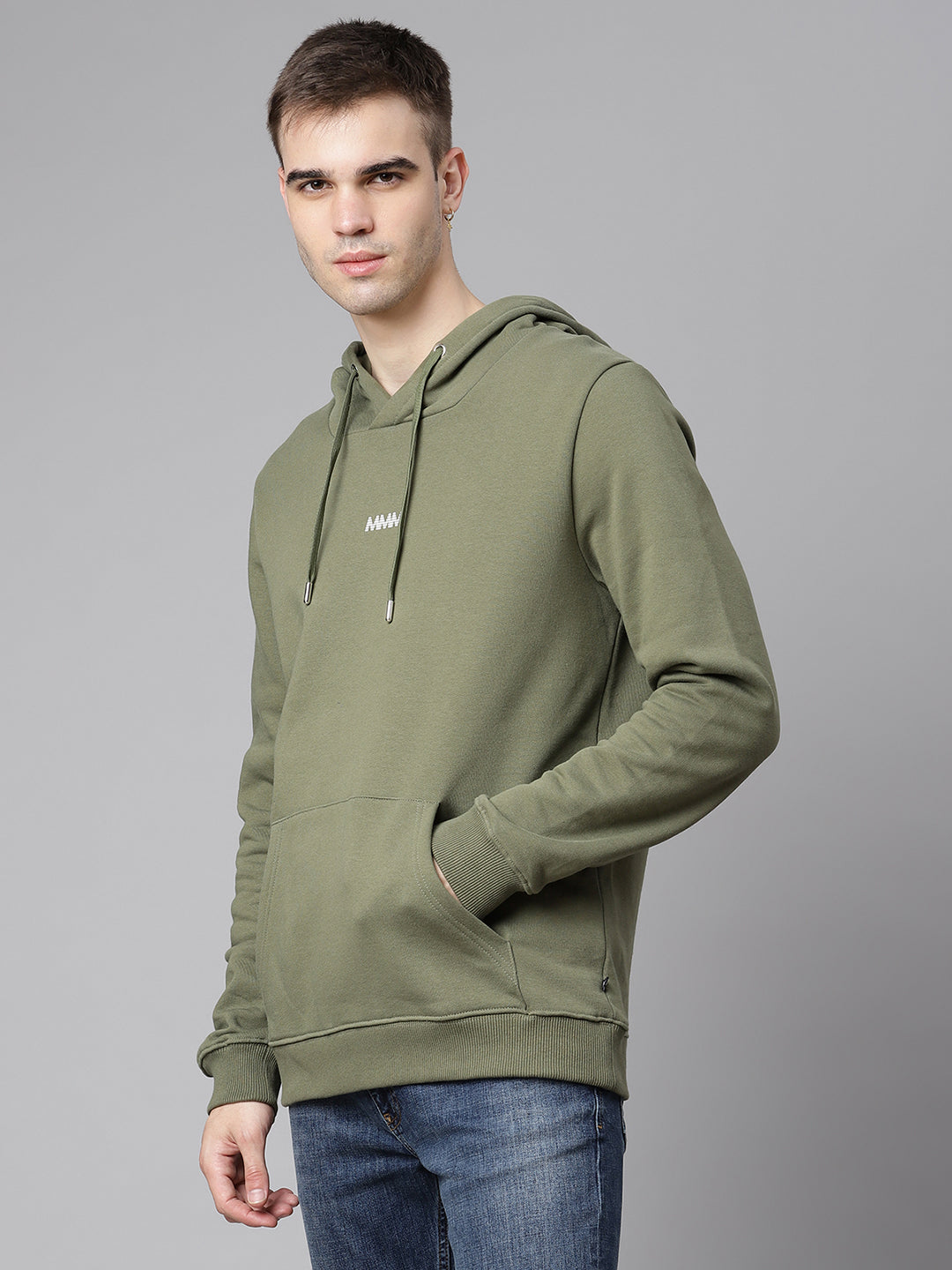 Matinique Men Olive Solid Hooded Sweatshirt