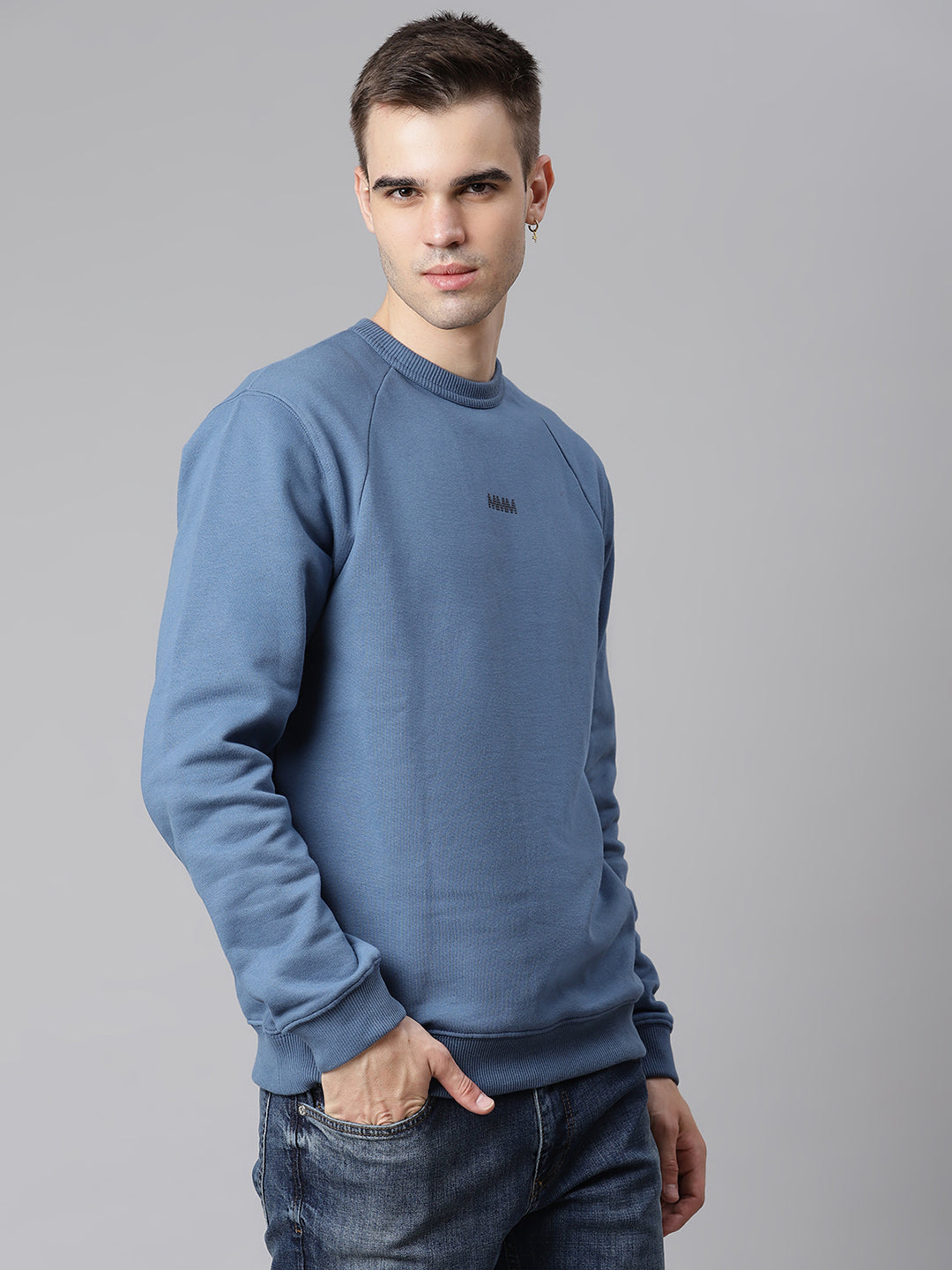 Matinique Men Blue Solid Round Neck Sweatshirt