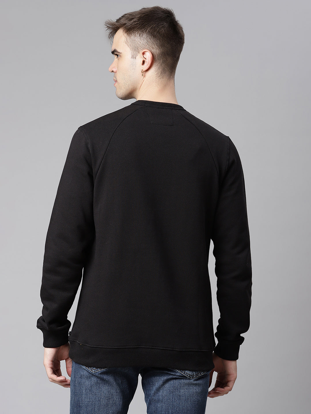 Matinique Men Black Solid Round Neck Sweatshirt