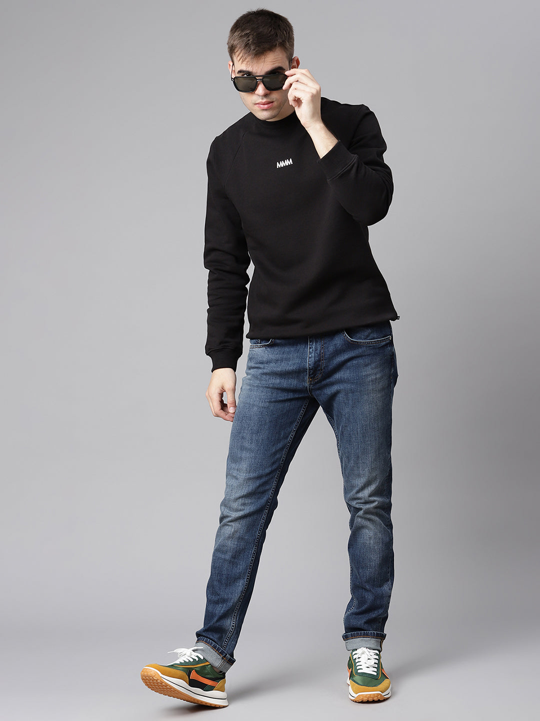 Matinique Men Black Solid Round Neck Sweatshirt