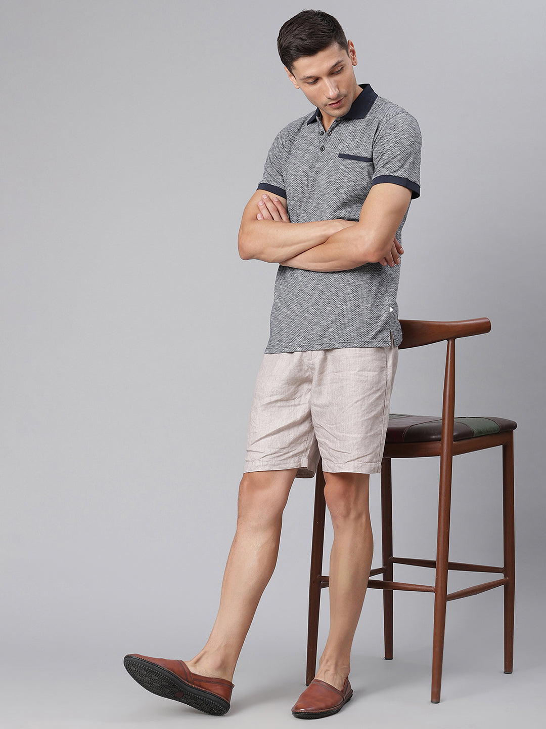 Harsam Men Grey Solid Regular Fit Shorts
