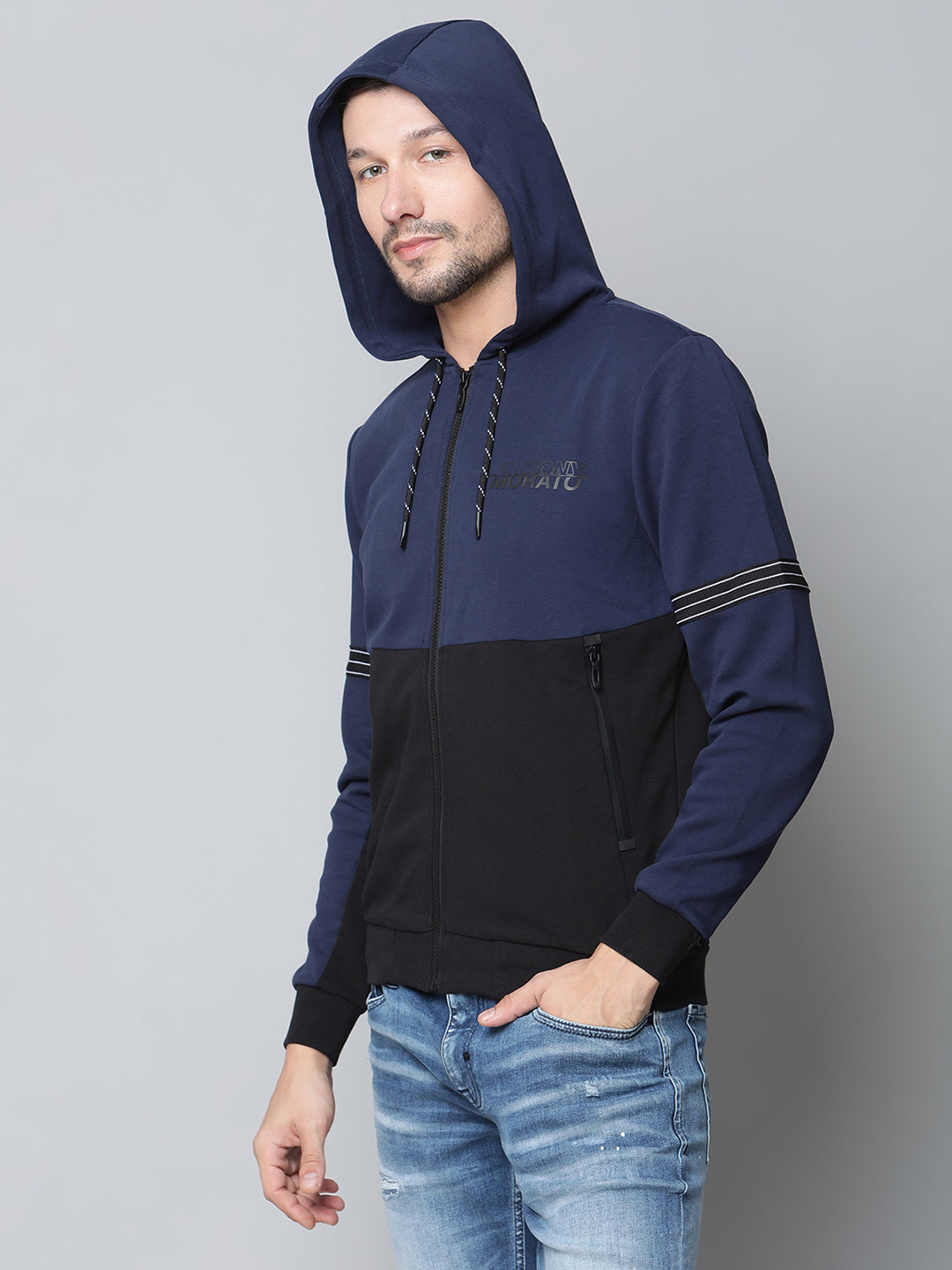 Antony Morato Men Blue Solid Hooded Sweatshirt