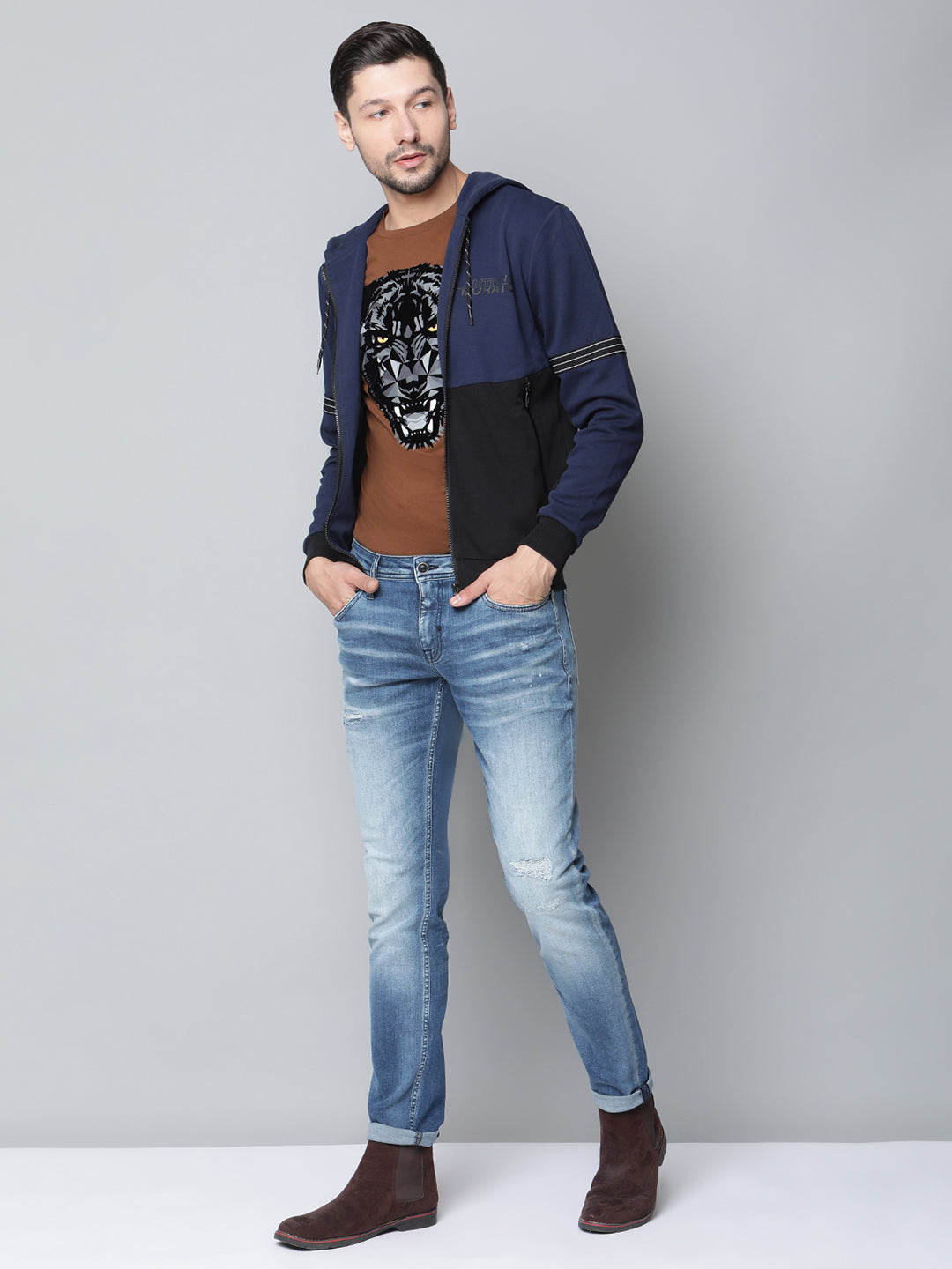 Antony Morato Men Blue Solid Hooded Sweatshirt