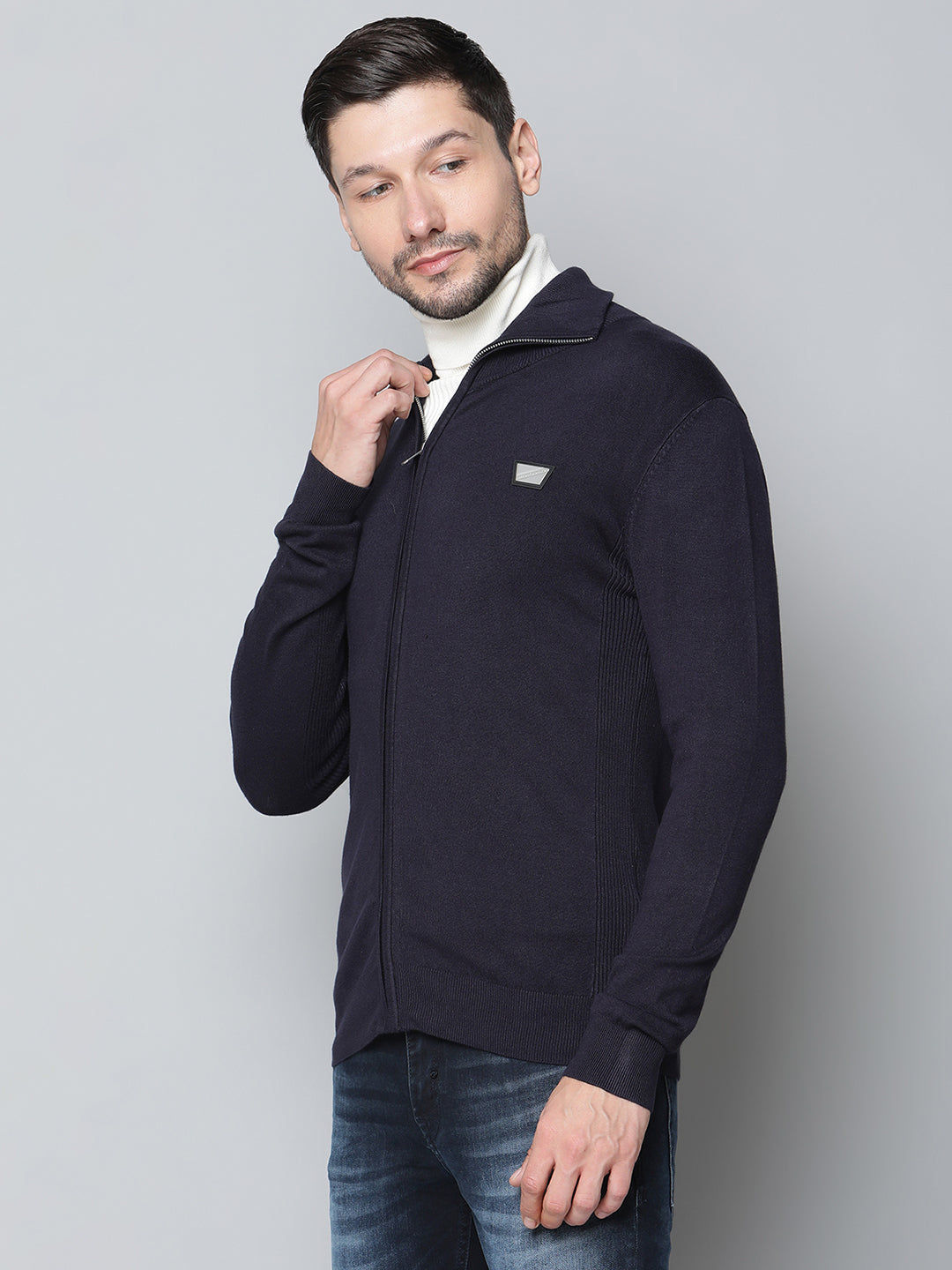 Antony Morato Men Blue Solid Round Neck Sweater